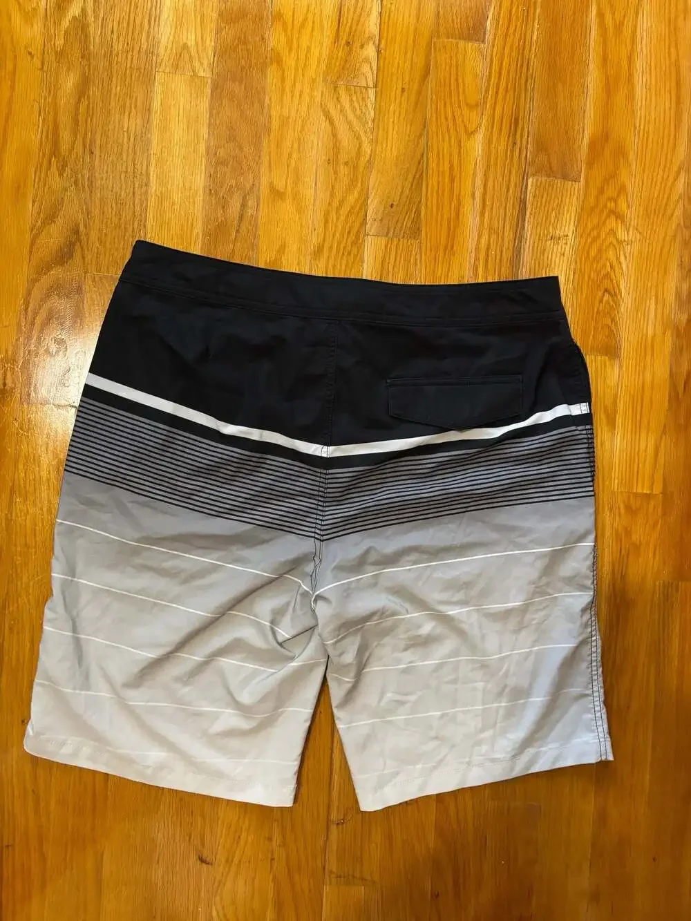 Goodfellow & Co Men's Striped Board Swim Shorts Black Gray White Size 36